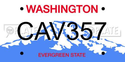 CAV357 Washington License Plate
