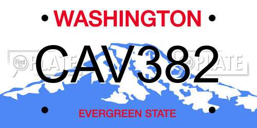 CAV382 Washington License Plate