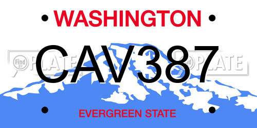 CAV387 Washington License Plate