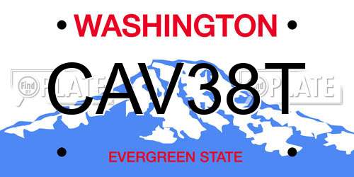 CAV38T Washington License Plate