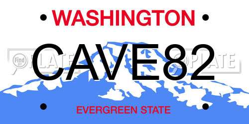 CAVE82 Washington License Plate