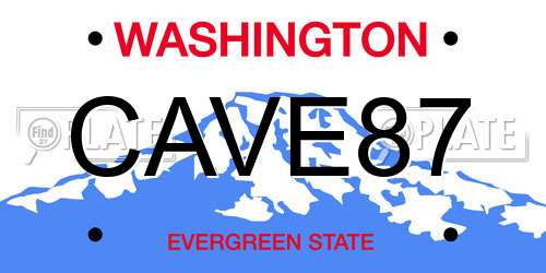 CAVE87 Washington License Plate