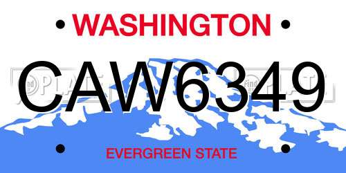 CAW6349 Washington License Plate
