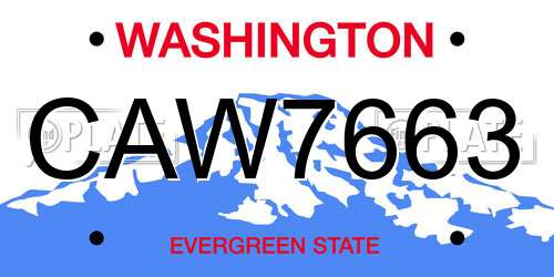 CAW7663 Washington License Plate