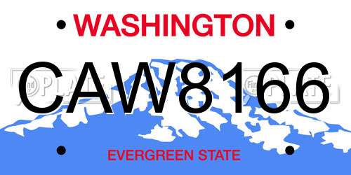 CAW8166 Washington License Plate