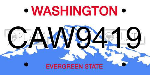CAW9419 Washington License Plate