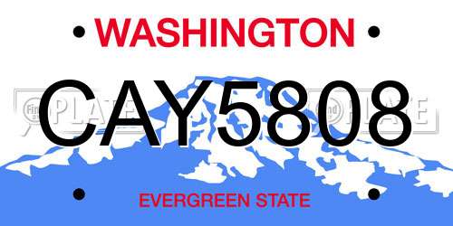 CAY5808 Washington License Plate
