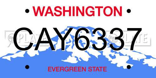 CAY6337 Washington License Plate