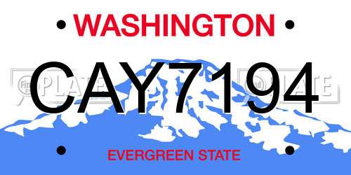 CAY7194 Washington License Plate