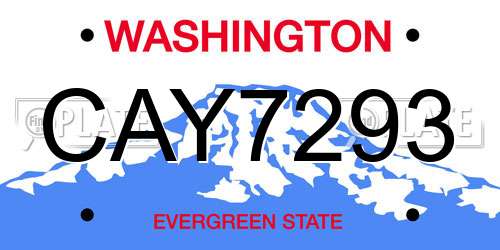 CAY7293 Washington License Plate