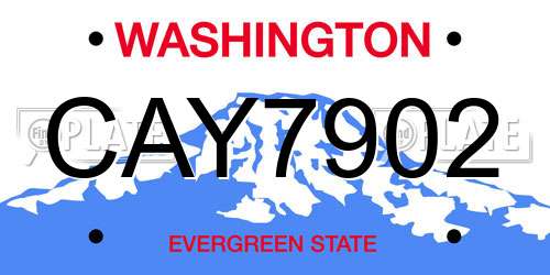 CAY7902 Washington License Plate