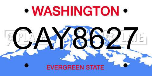 CAY8627 Washington License Plate