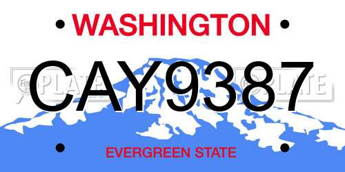 CAY9387 Washington License Plate