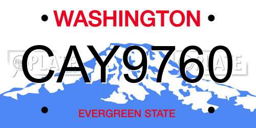 CAY9760 Washington License Plate