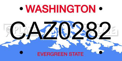 CAZ0282 Washington License Plate