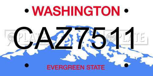 CAZ7511 Washington License Plate