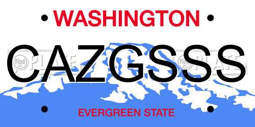 CAZGSSS Washington License Plate