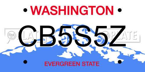 CB5S5Z Washington License Plate