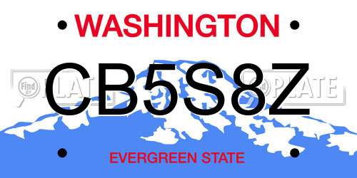 CB5S8Z Washington License Plate