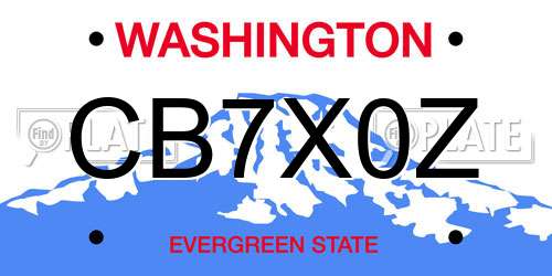 CB7X0Z Washington License Plate