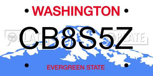 CB8S5Z Washington License Plate
