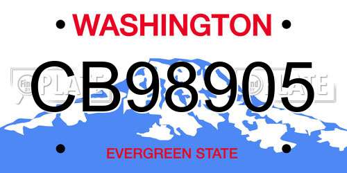 CB98905 Washington License Plate