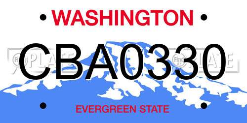 CBA0330 Washington License Plate