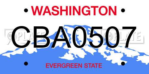 CBA0507 Washington License Plate