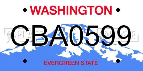 CBA0599 Washington License Plate
