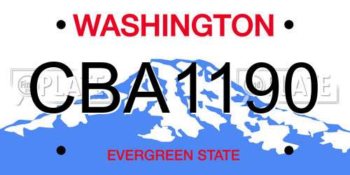 CBA1190 Washington License Plate