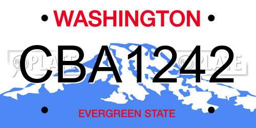 CBA1242 Washington License Plate