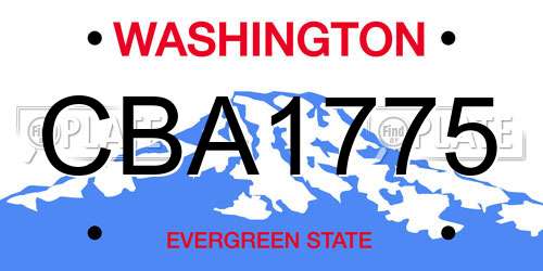 CBA1775 Washington License Plate