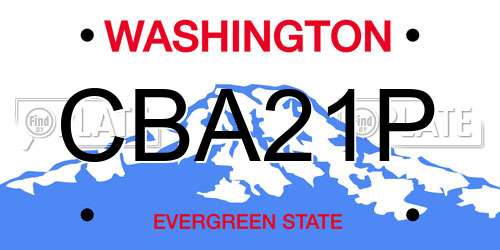 CBA21P Washington License Plate