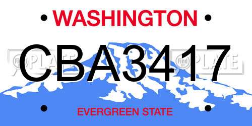 CBA3417 Washington License Plate
