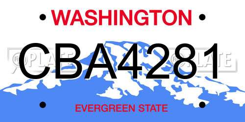 CBA4281 Washington License Plate