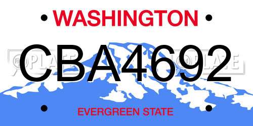 CBA4692 Washington License Plate