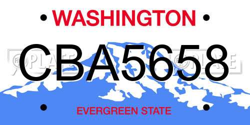 CBA5658 Washington License Plate