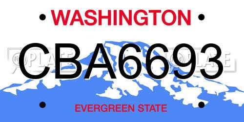 CBA6693 Washington License Plate