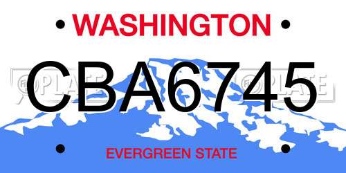 CBA6745 Washington License Plate