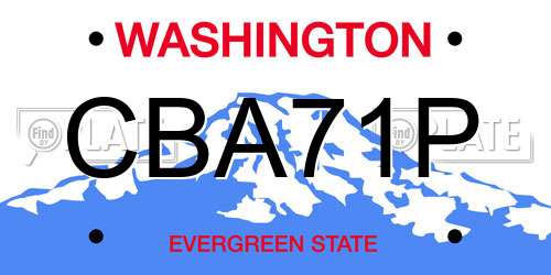 CBA71P Washington License Plate