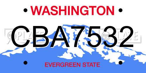 CBA7532 Washington License Plate