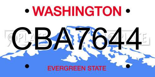CBA7644 Washington License Plate