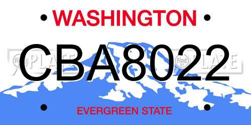 CBA8022 Washington License Plate