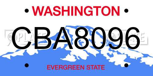 CBA8096 Washington License Plate