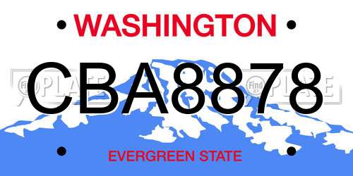 CBA8878 Washington License Plate