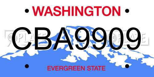 CBA9909 Washington License Plate