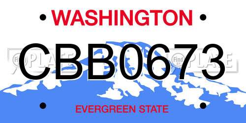 CBB0673 Washington License Plate