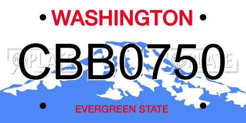 CBB0750 Washington License Plate
