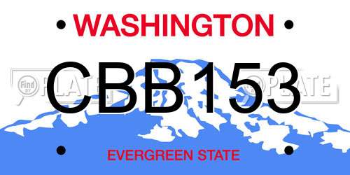 CBB153 Washington License Plate