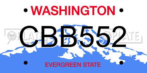 CBB552 Washington License Plate